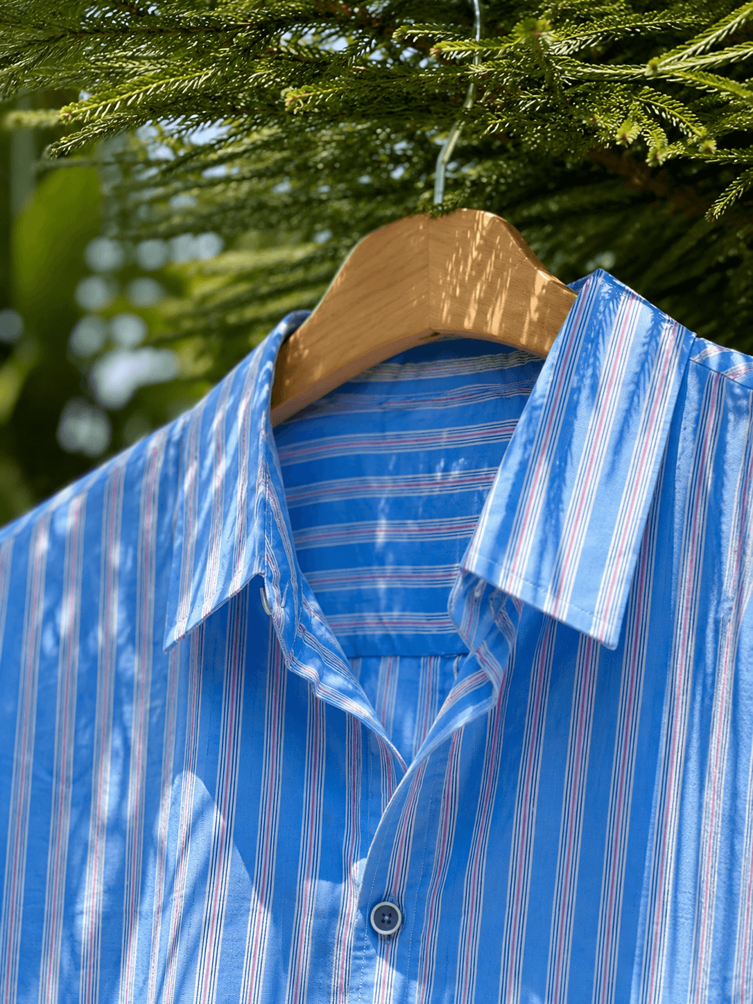 Blue Multicolor Striped Full Sleeve Boxy Shirt