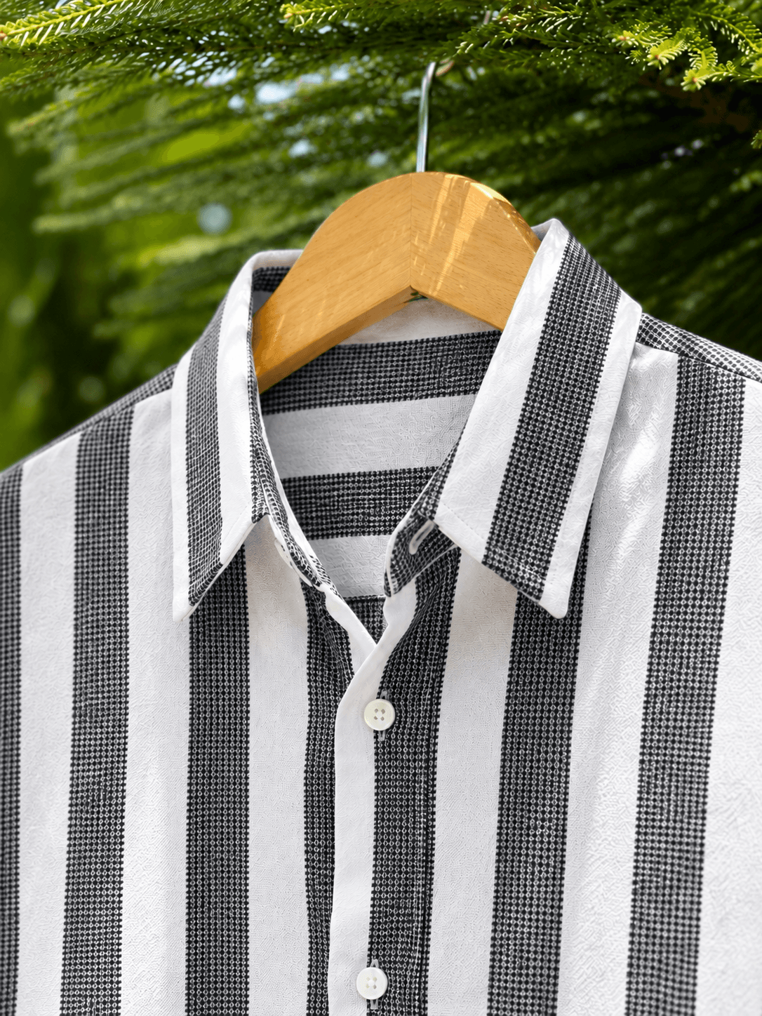 Black & White Striped Full Sleeve Boxy Shirt